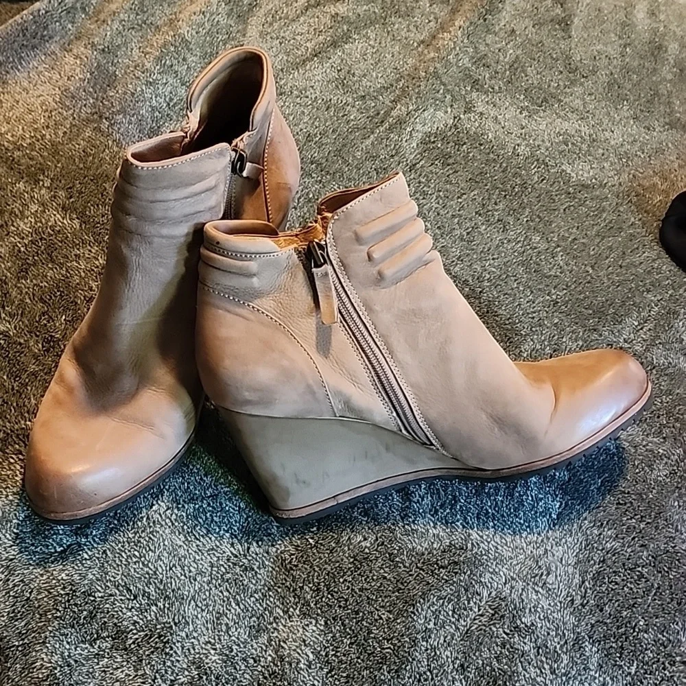 Beige Nude Western Boho Comfort Nordstrom Ankle Wedge Boot Zipper